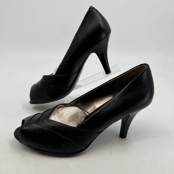 Sofft Black Leather Peep Toe Heels | Size 9 - Picture 8 of 8